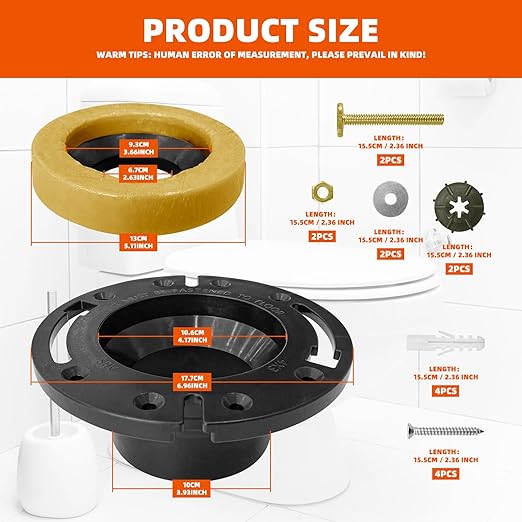 RV Toilet Flange with Wax Ring, Socket Floor Flange Wax Seal Ring Repair Kit for RV 300/310/320 Toilets, Replaces 385345892 RV Floor Flange