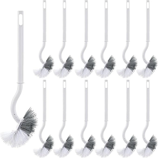 12 Pcs Curved Toilet Bowl Brush Bulk Bathroom Deep Cleaning Toilet Cleaner Scrubber Without Holder Handle Curved Brush Hanging Under Rim Household Cleaning for Bathroom(White)
