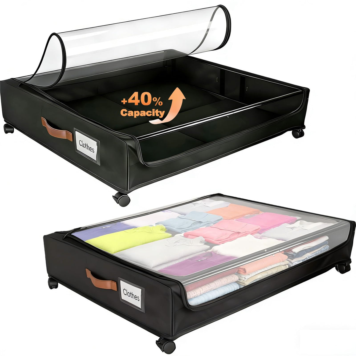80L Large Under Bed Storage with Wheels, 2-Pack XXL - Image 1