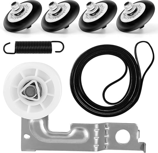 Dryer Roller Repair Kit For LG Kenmore Dryers 4581EL2002C Dryer Drum Roller 4581EL2002L,4581el3001e, 4400EL2001A Dryer Belt Upgraded 4561EL3002A Dryer Idler Pulley Ball bearing By WFRWFR
