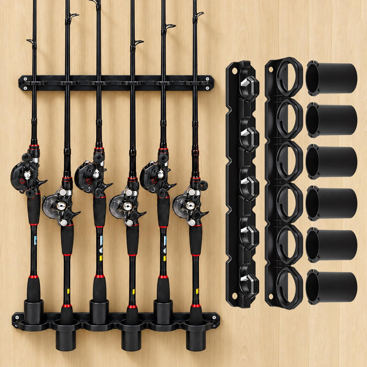 Fishing Rod Rack, Wall Mount Pole Holder for Garage Storage - Image 1