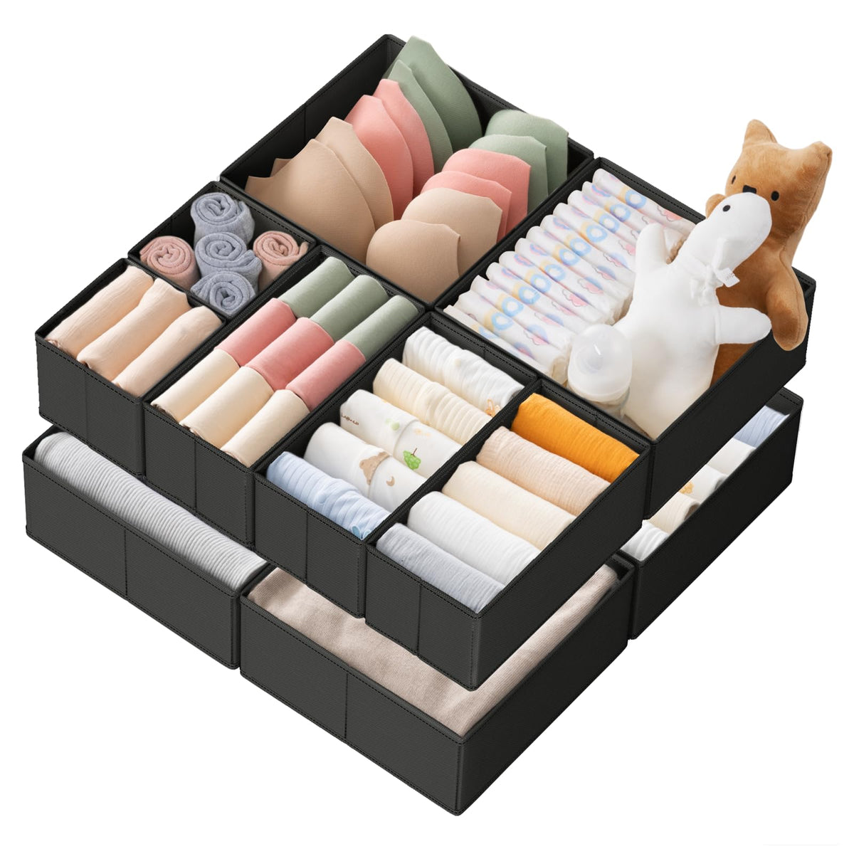 Criusia Drawer Organizer Clothes, 10 Pack Dresser Organizer - Image 1