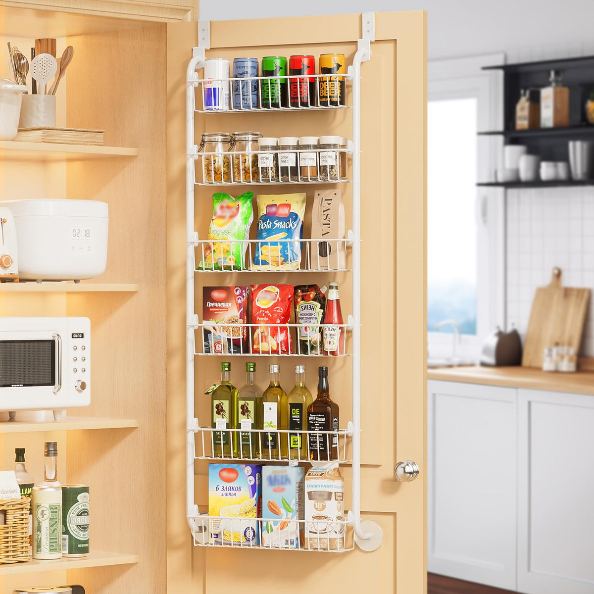 Delamu Over the Door Pantry Organizer, 6-Tier Pantry Organizers - Image 1
