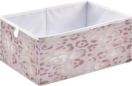 Bolaz Leopard Print Cheetah Rose Gold Closet Organizers Storage Cubes Storage Bins Shelf Baskets Containers for Home Kids Room Toys Office,Rectangle