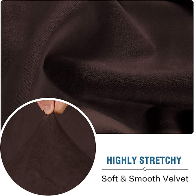 H.VERSAILTEX Velvet Stretch Couch Cushion Cover Plush Cushion Slipcover for Chair Cushion Furniture Protector Seat Cushion Sofa Cover (1 Piece Armchair Cushion Covers, Brown)