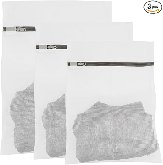 3Pcs Mesh Laundry Bags with Sturdy Zipper, Durable Laundry Room Essentials, Travel Storage Organize Bag, Clothing Laundry Delicates Washing Bags for laundry, Blouse, Bra, Stocking, Underwear, XYD-AA