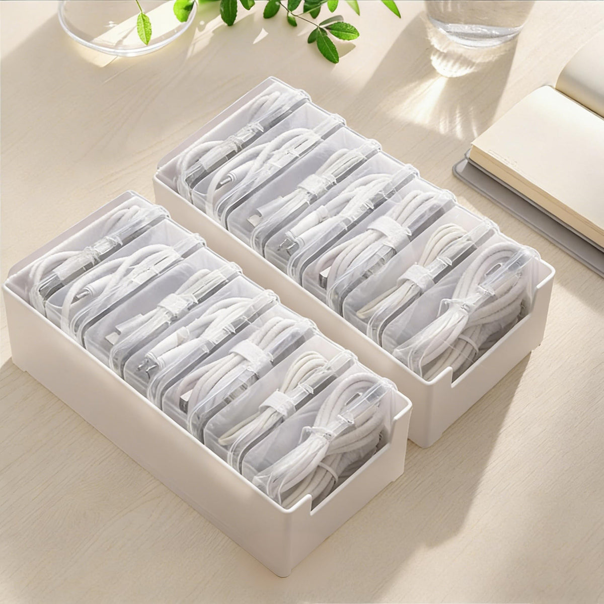 RayHenry 2 PCS Cable Organizer Box with 7 Clear Switch Case - Image 1