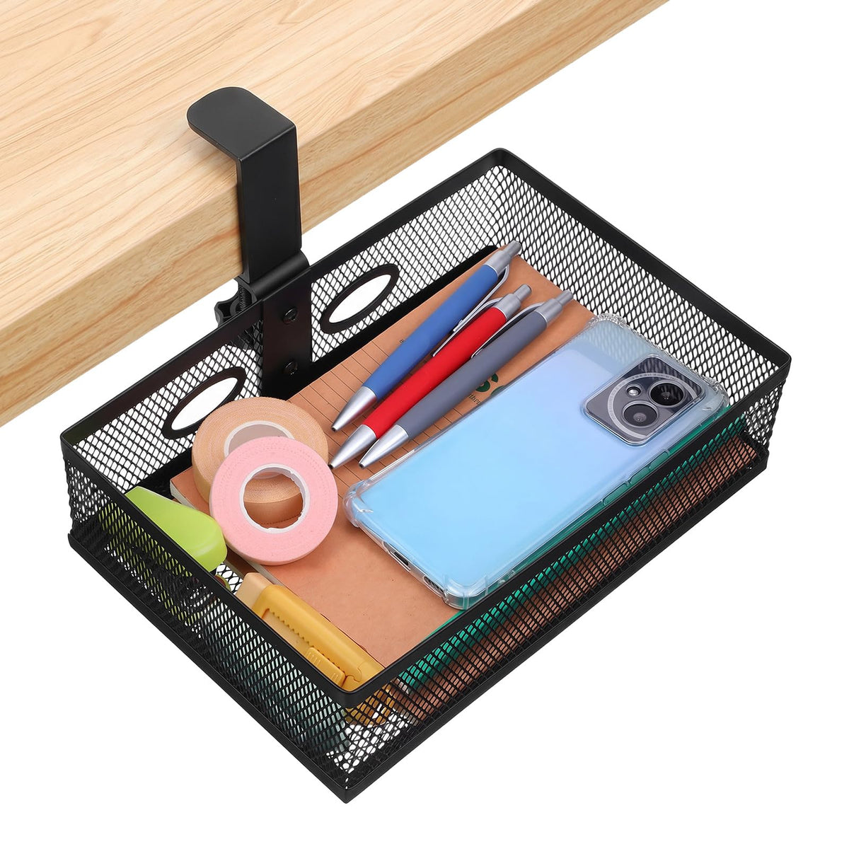 Under Desk Storage Organizer 360 Degree Rotating Under Drawer - Image 1