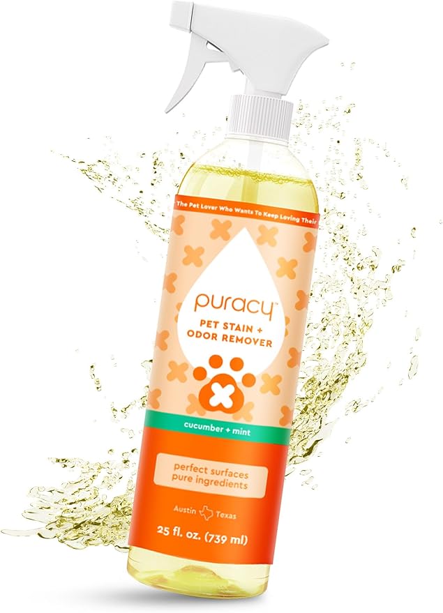 Puracy Natural Pet Stain & Odor Remover 25oz - Enzyme Cleaner for Dog & Cat Urine