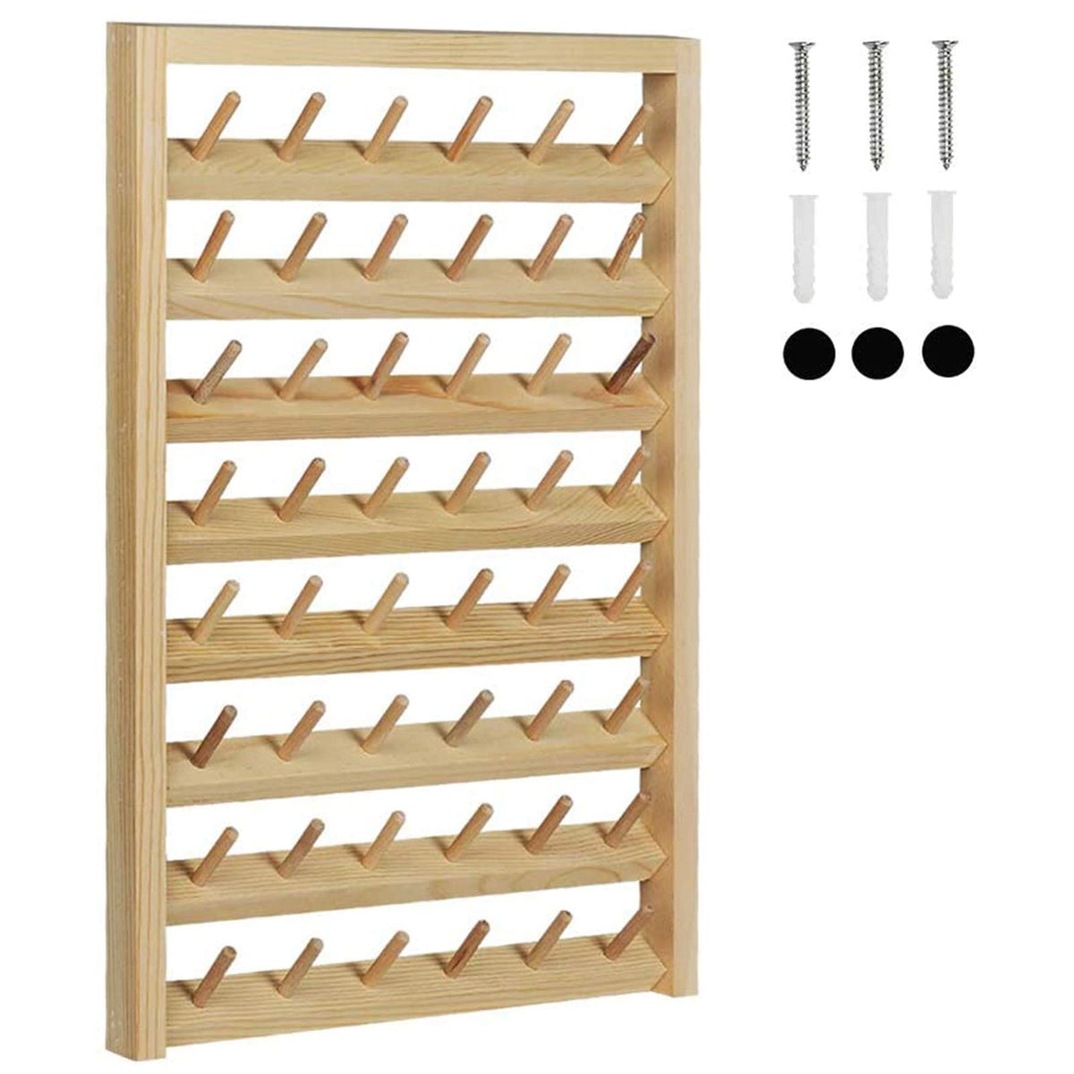 48-Spool Sewing Thread Rack, Wall-Mounted Wooden Organizer - Image 1