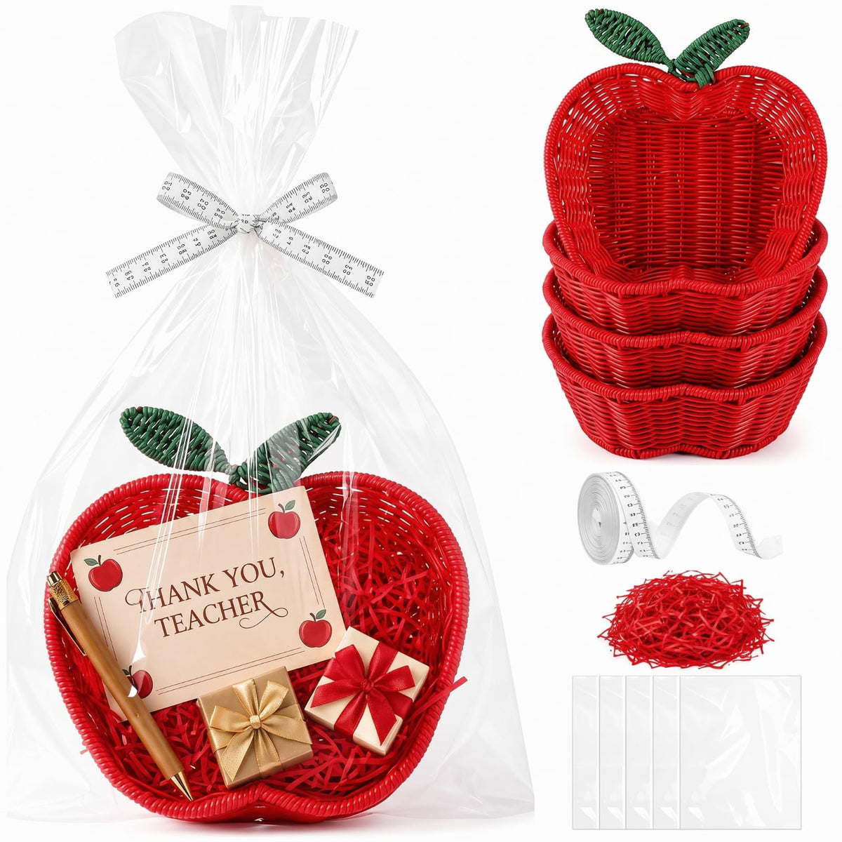 BrightRow 4 Set Apple Basket for Teacher Empty Christmas Party - Image 1