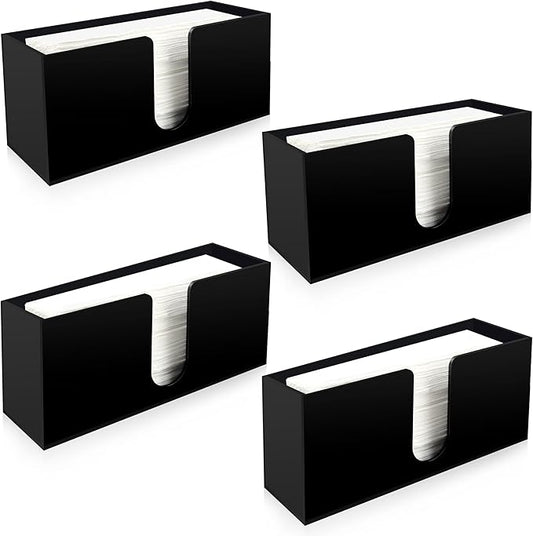 Paper Towel Holder for Countertop, Black Acrylic Napkin Dispenser – Fits Multifold, C-Fold & Z-Fold Trifold Towels, Durable 5mm Thick for Bathroom, Kitchen, Restaurant & Toilet(4pcs)