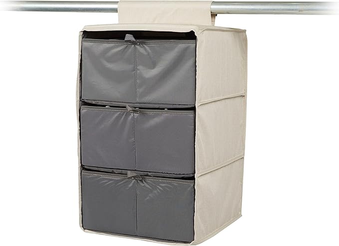Covermates Keepsakes Hanging Closet Organizer Set - Heavy Duty Material, Sturdy Interior Shelves, Includes Trays with Dividers - Closet Storage, Beige Heather