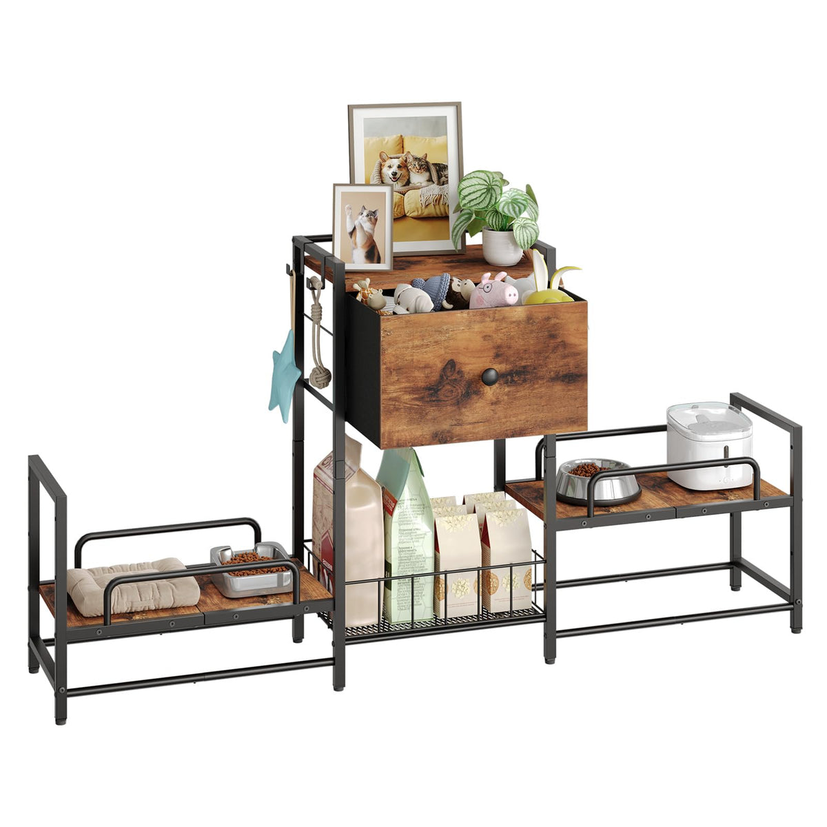 HOOBRO Dog Feeding Station with Drawer, 2 Elevated Bowl - Image 1
