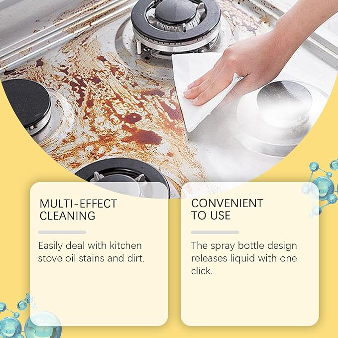 Kitchen Degreaser Spray - 2025 Best Kitchen Spary, Heavy Oil Stain Multi-purpose Cleaner, Effortlessly Eliminate Stubborn Grease&grime (2)