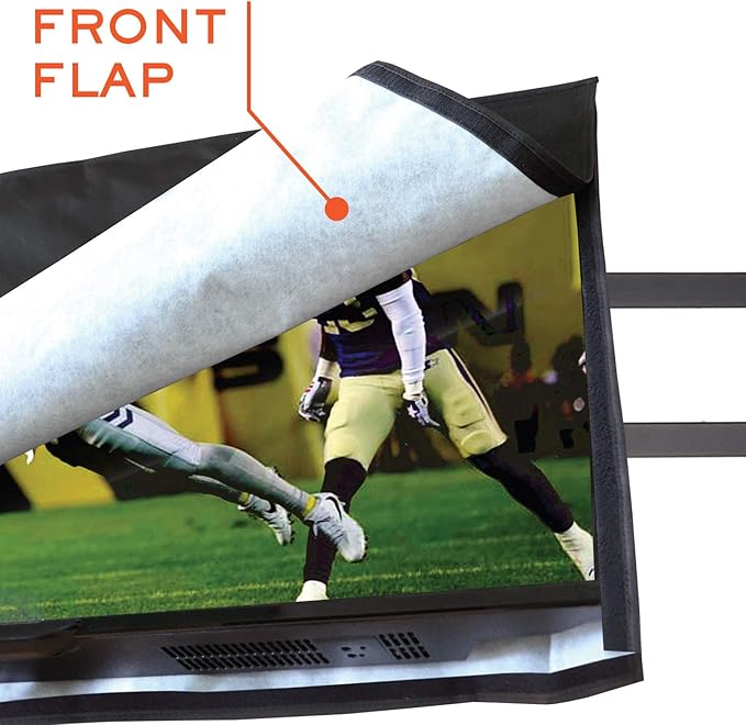 Outdoor TV Cover 86-90 inch - WITH FRONT FLAP - Weatherproof, Waterproof protection, Soft Interior, With Bottom cover - Black