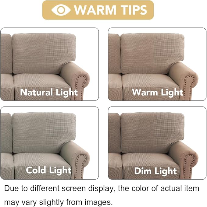 H.VERSAILTEX Multi-Pieces Sofa Covers Stretch Couch Covers Form Fitted Seats and Back Cushions Covers (2 Seat Covers Plus 2 Back Cusion Covers, Bonus 2 Armrest Covers), Sand