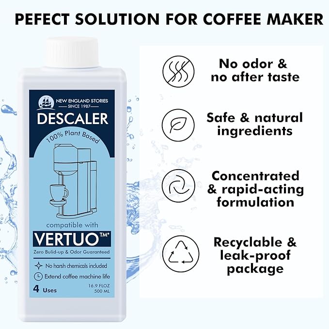 Nespresso Compatible Descaling Solution, 2 Years 8 Total Uses Descaling Kit. Effectively Remove Limescale & Mineral Build-Up. Restore Your Machine's Performance and Extend Lifespan for Perfect Coffee