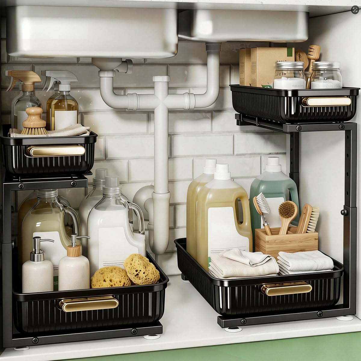 ARSTPEOE Under Sink Organizer - 2 Packs Multi-Purpose Pull-Out - Image 1