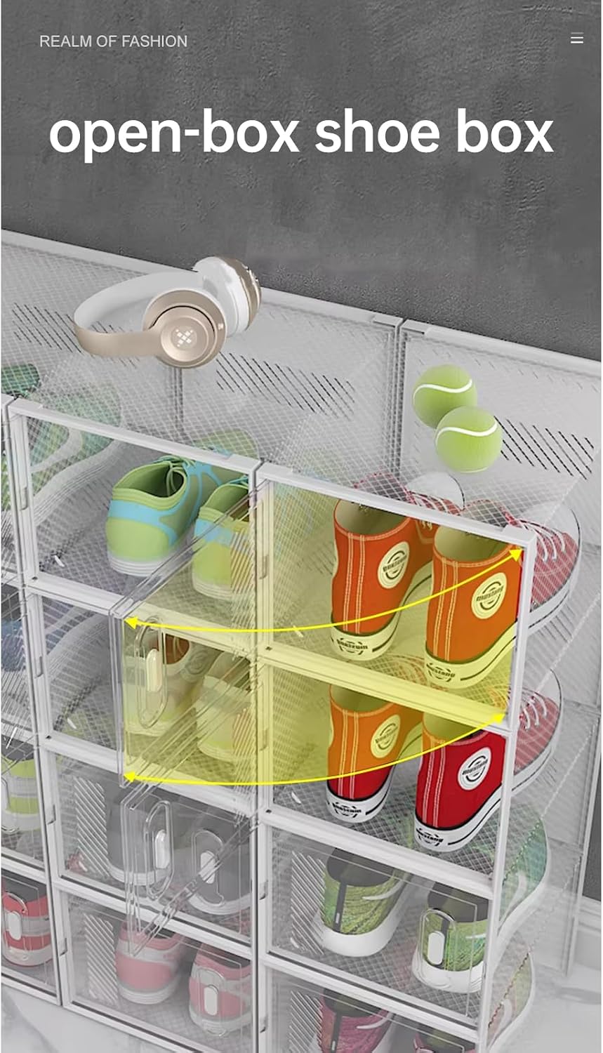 Clear Stackable Shoe Storage Boxes, 12-Pack