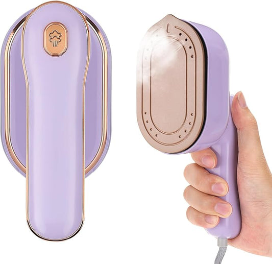 Mini Steam Iron for Clothes, Biupky Travel Steamer for Clothes Portable, Micro Steam Iron Mini Handheld Steamer Support Dry And Wet Ironing for Home Travel (Purple)