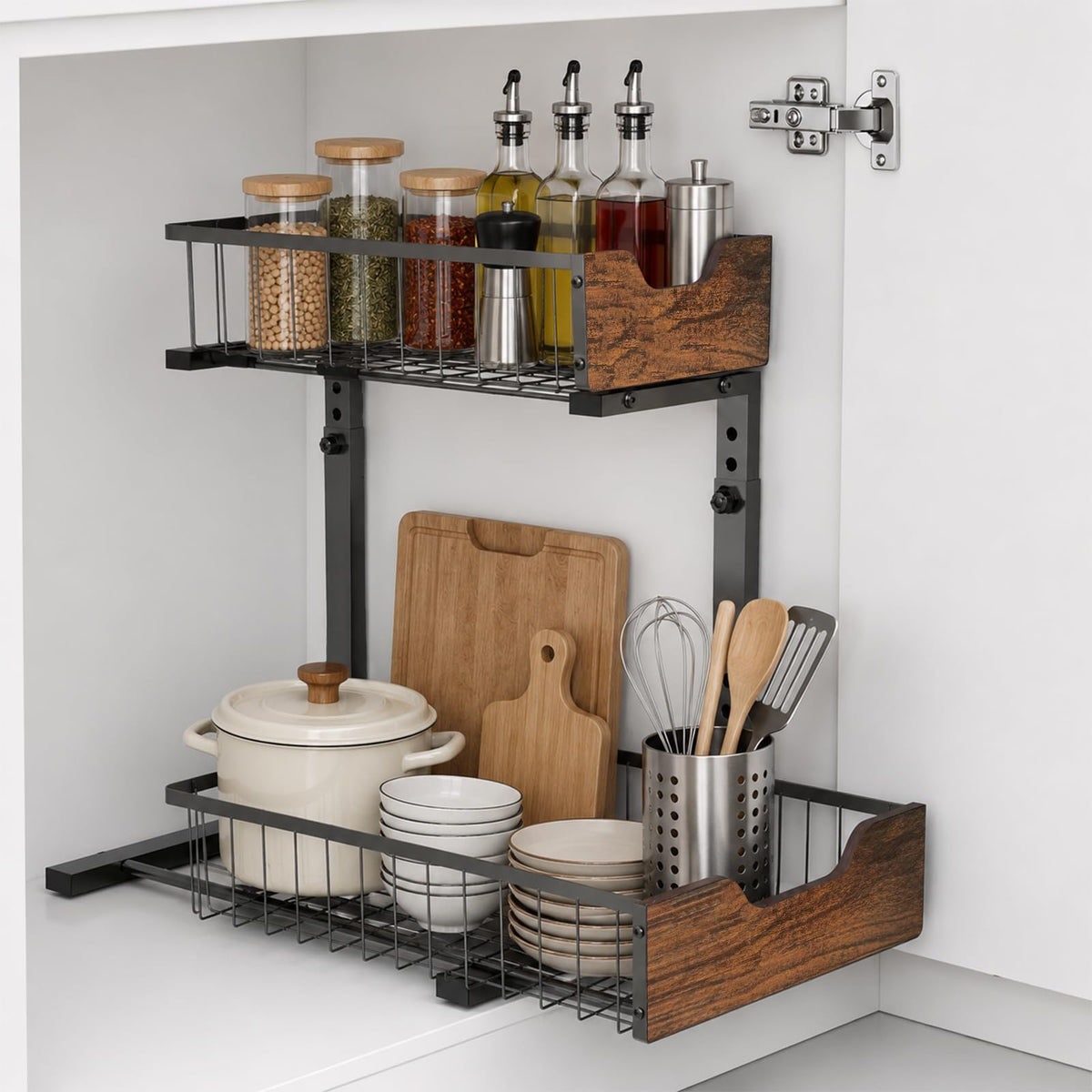 Pull Out Cabinet Shelf 2 Tier Metal Under Sink Organier - Image 1