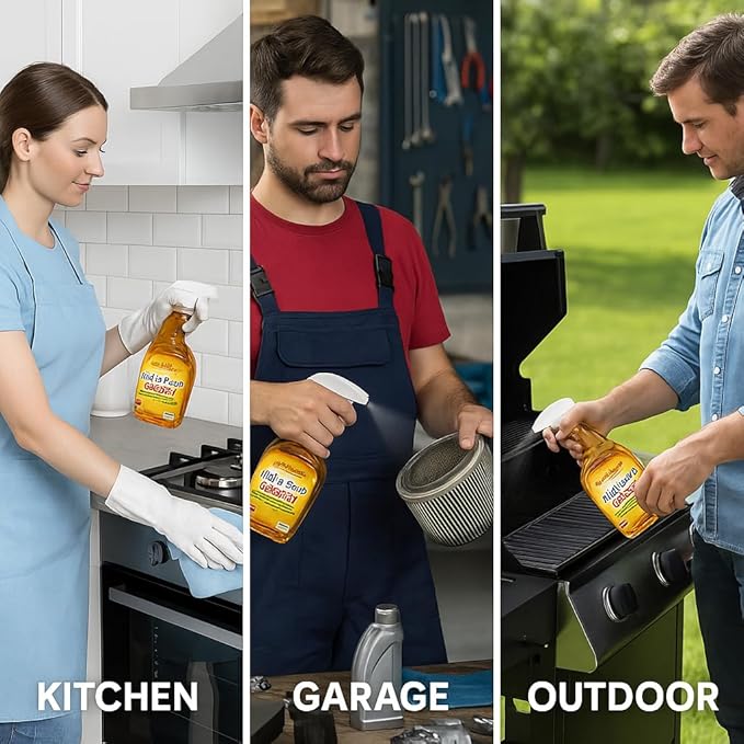 Grill & Oven Cleaner Spray | Heavy-Duty Degreaser for Kitchen | Removes Burnt-On Grease, BBQ Residue & Stubborn Grime | 32oz Fast-Acting Formula for Grills, Ovens, Stovetops & Range Hoods | USA Made