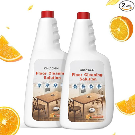 Floor Cleaning Solution Compatible With Roborock Robot Vacuum (Q5/Q7/Q8/Q10/S7/S8/Saros 10R/F25/Qrevo), Floor Cleaner for All Robot Vacuums & Cordless Wet Dry Vacuum with Mopping (Orange 2 Bottle)