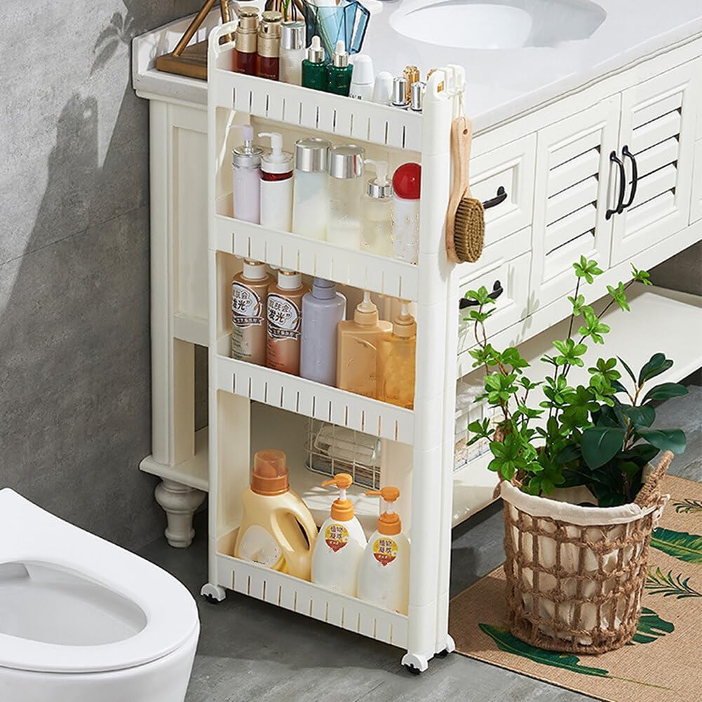 3.54 Slim Storage Cart Durable Bathroom Organizer Slide Out - Image 1