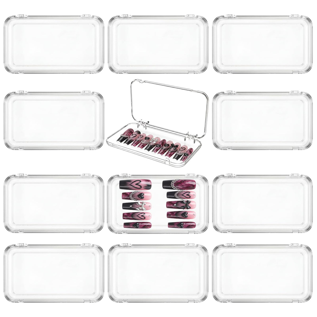 12 Pack Nail Storage Organizer Plastic Clear Box - Image 1