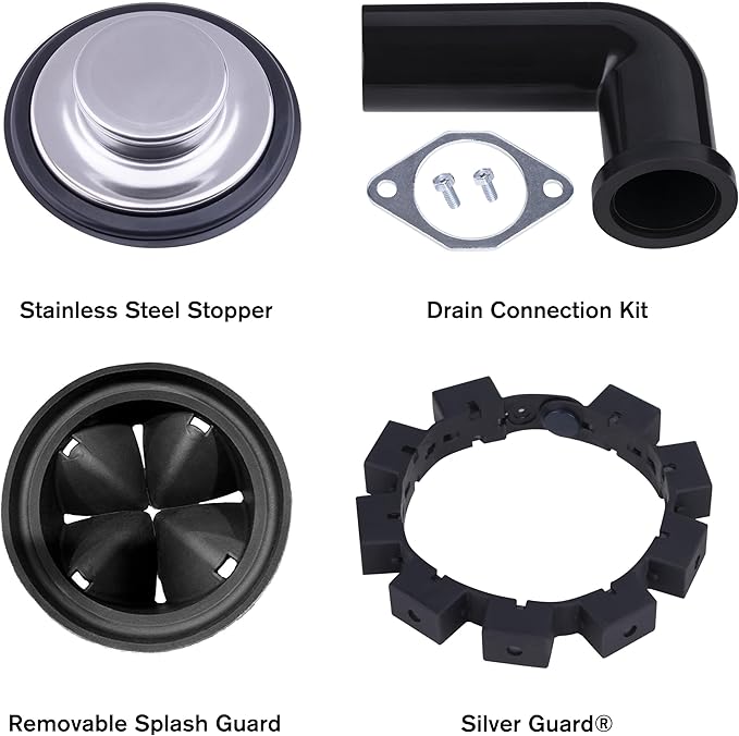 TITAN 10-US-TN-960-SL-3B Torque Garbage Disposal System with Stainless Steel Impellers & Griding Components, Black (3/4 HP | Slime Line)