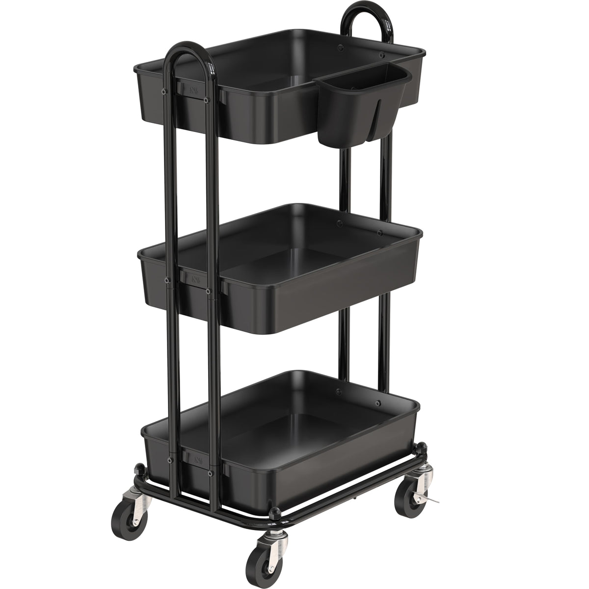 Simple Houseware 3-Tier Rolling Utility Cart with Hanging Bucket - Image 1