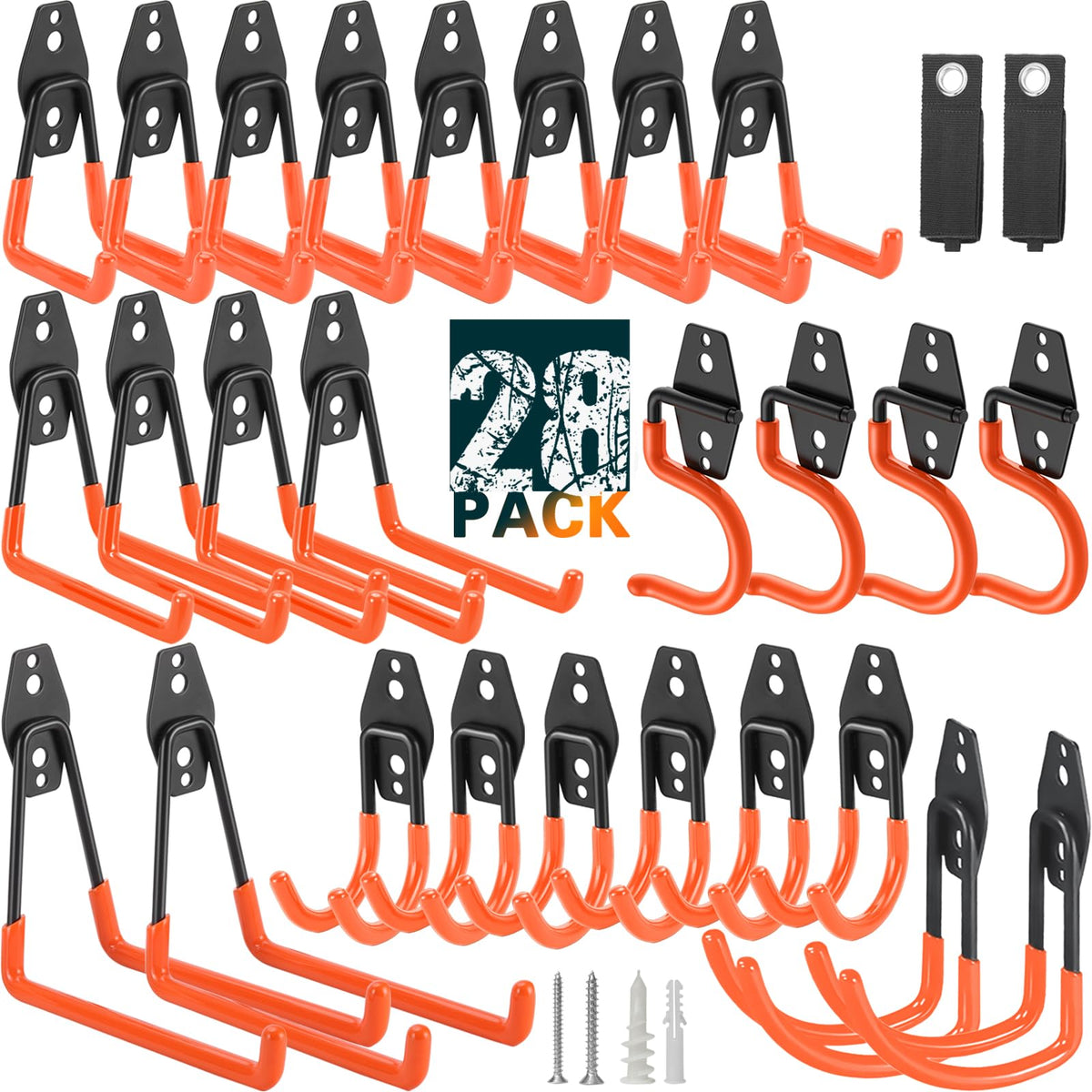 28 Pack Heavy Duty Garage Hooks, Utility Wall Mounted | Garage Storage - Image 1