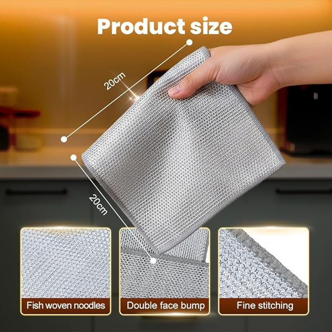 Multipurpose Wire Dishwashing Rags for Wet and Dry, 2026 New Multifunctional Non Scratch Metal Wire Dishcloth, Reusable Premium Metal Scrubbing Pads Sponge Clean for Home Kitchen Cooktop (20PCS)