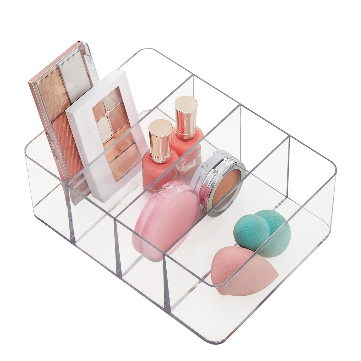 STORi 4-Compartment Clear Plastic Organizer, Rectangular Divided - Image 1