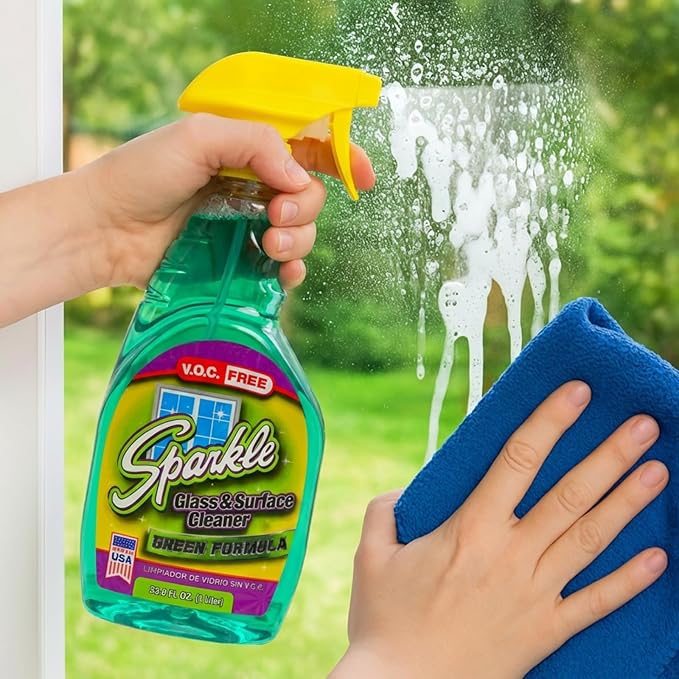 Sparkle Glass & Window Cleaner Spray, VOC-Free Eco Formula, Streak-Free Finish for Windows & Mirrors, 33.8 fl oz (Pack of 6)