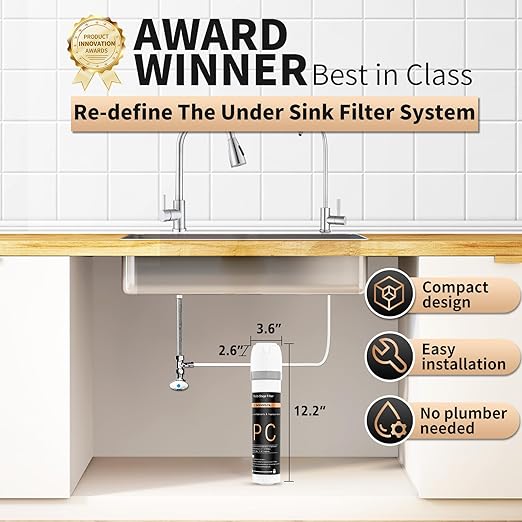 WINGSOL Under Sink Water Filter System with Brushed Nickel Faucet, NSF/ANSI 42&53 Anti-Clogged Pleated Filter Quick Change EZ Install, Reduce PFAS/Lead/Chlorine/Sediment, Long-Lasting Water Purifier