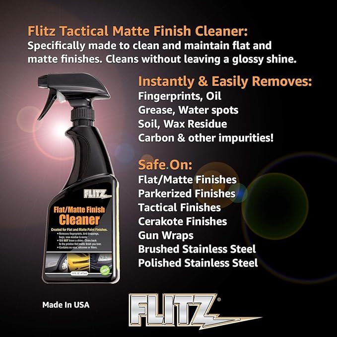Flitz Flat Matte Finish Cleaner - 16oz Bottle of USA-Made Vinyl Wrap Spray to Easily Remove Grease, Wax, Dust, & More - Quick Drying Matte Paint Cleaner - Ideal for Cars, Motorcycles (12 Pack)