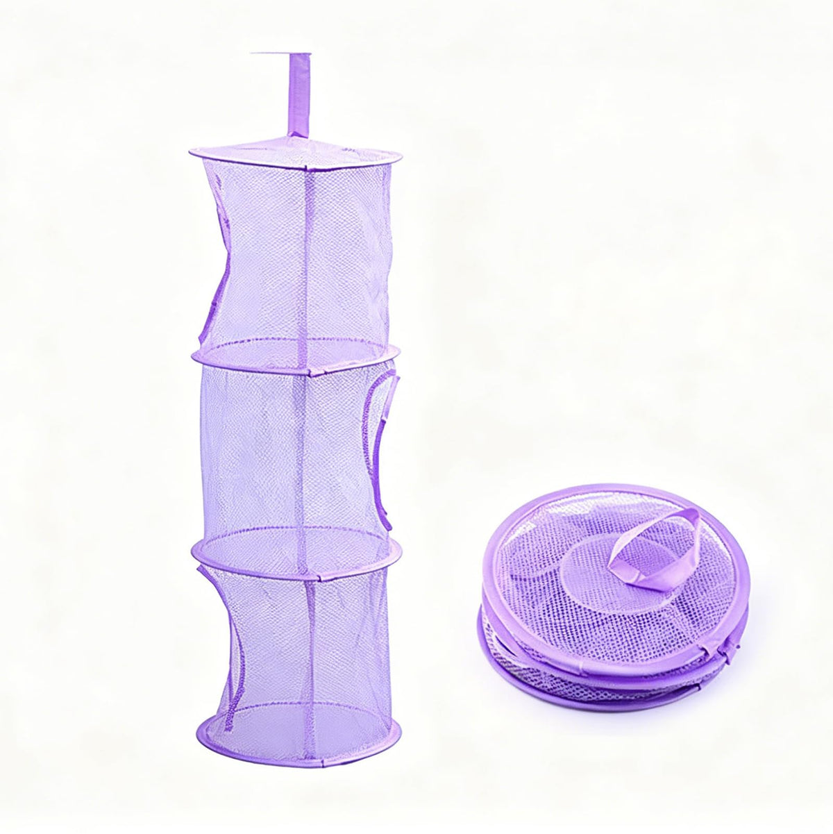 Mesh Hanging Storage Basket with 3 Tiers,Foldable Hanging Storage - Image 1