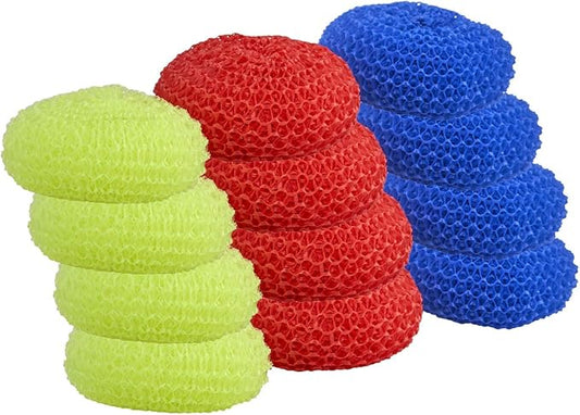 Nylon Scouring Pads-Dish Scrubber, for Dishes, Pots, and Stoves, Durable Mesh Scourers, for Tough Cleaning. Nylon Dish Scrubbers, Pack of 4, Assorted Colors, by Superio