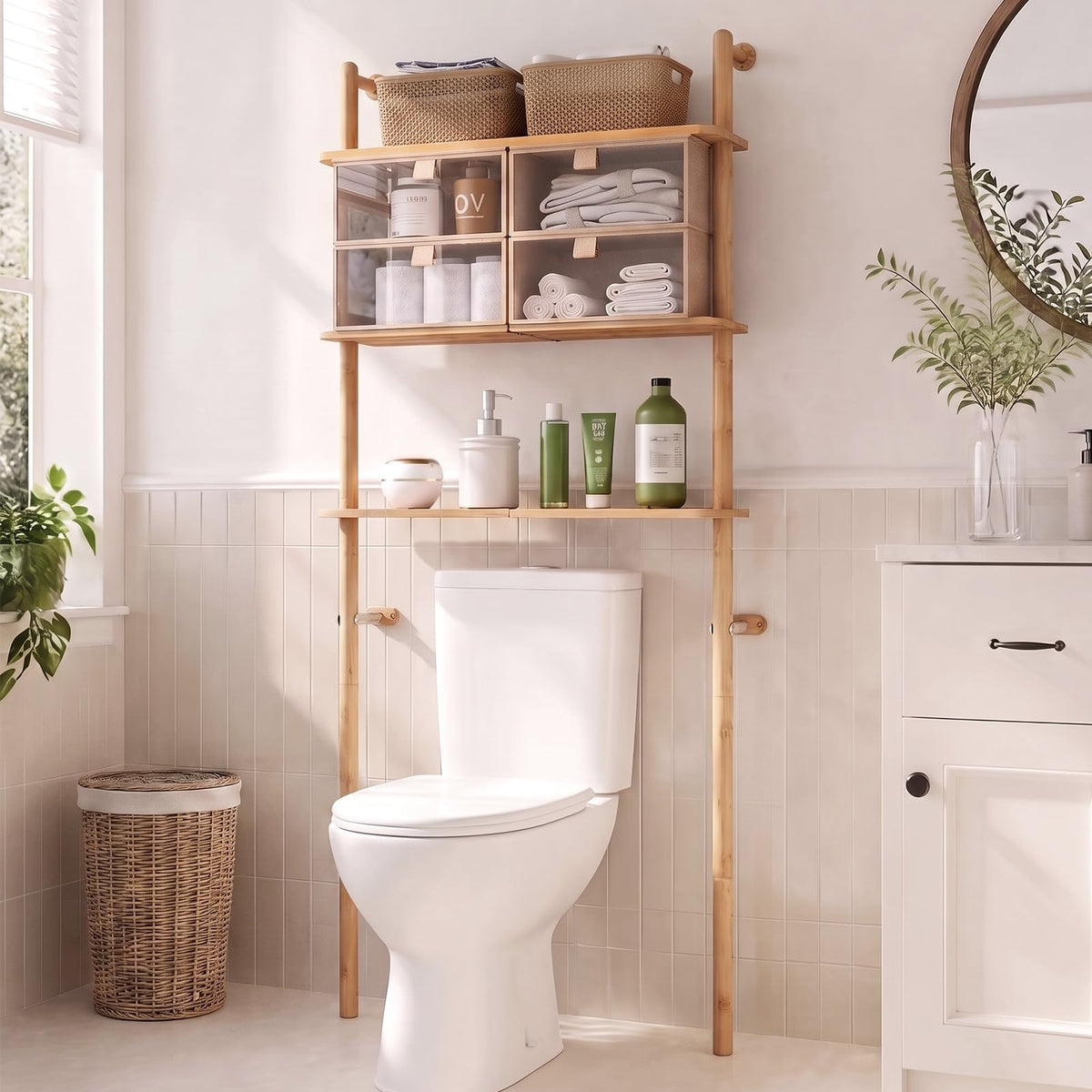 Bamboo Over The Toilet Storage, Bathroom Over Toilet - Image 1
