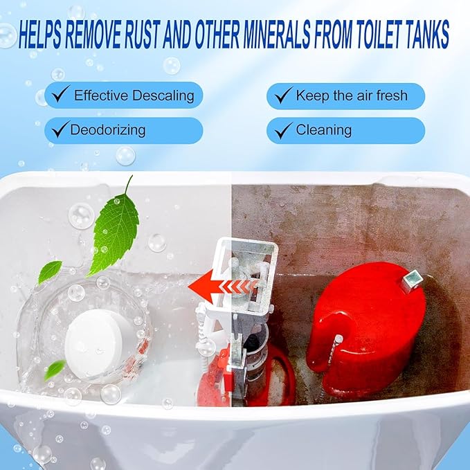 Automatic Toilet Bowl Cleaner Tablets, Bleach.Descale & Deodorize-Tank Drop-In Tablets for Stain&Limescale Removal, Fresh Scent, Septic-Safe, Compatible with effective to use Works with Toilets -good