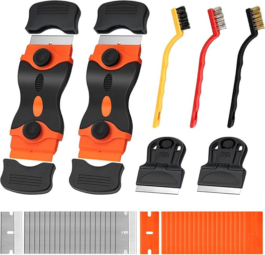 7 Pack Razor Blade Scraper Tool, Razor Scraper, Paint Scraper for Cleaning, With Extra 40Pcs Blade Scraper, For Cooktop, Wall, Floor, Glass Cleaning Scraper