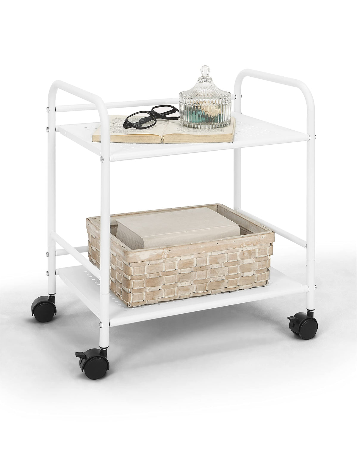 SunnyPoint 2-Tier Metal Rolling Utility Cart – Mobile Storage - Image 1