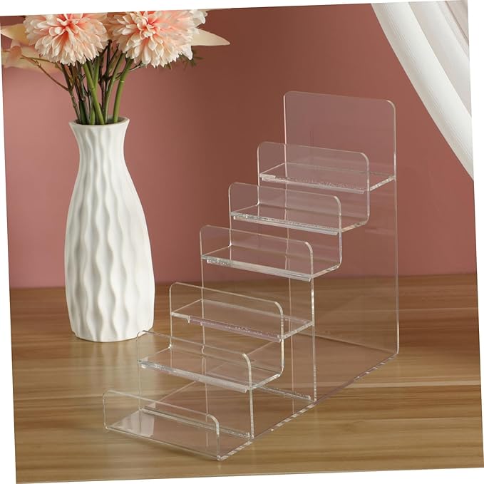 DOITOOL 6- Tier Acrylic Wallet Display Stand Holder, Clear Handbag Purse Display Stand Jewelry Display Riser Purse Handbag Organizer