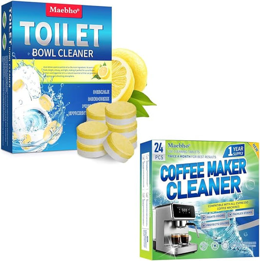 24pcs Toilet Bowl Cleaner Tablets and 24pcs Coffee Maker Cleaner & Descaler Tablets