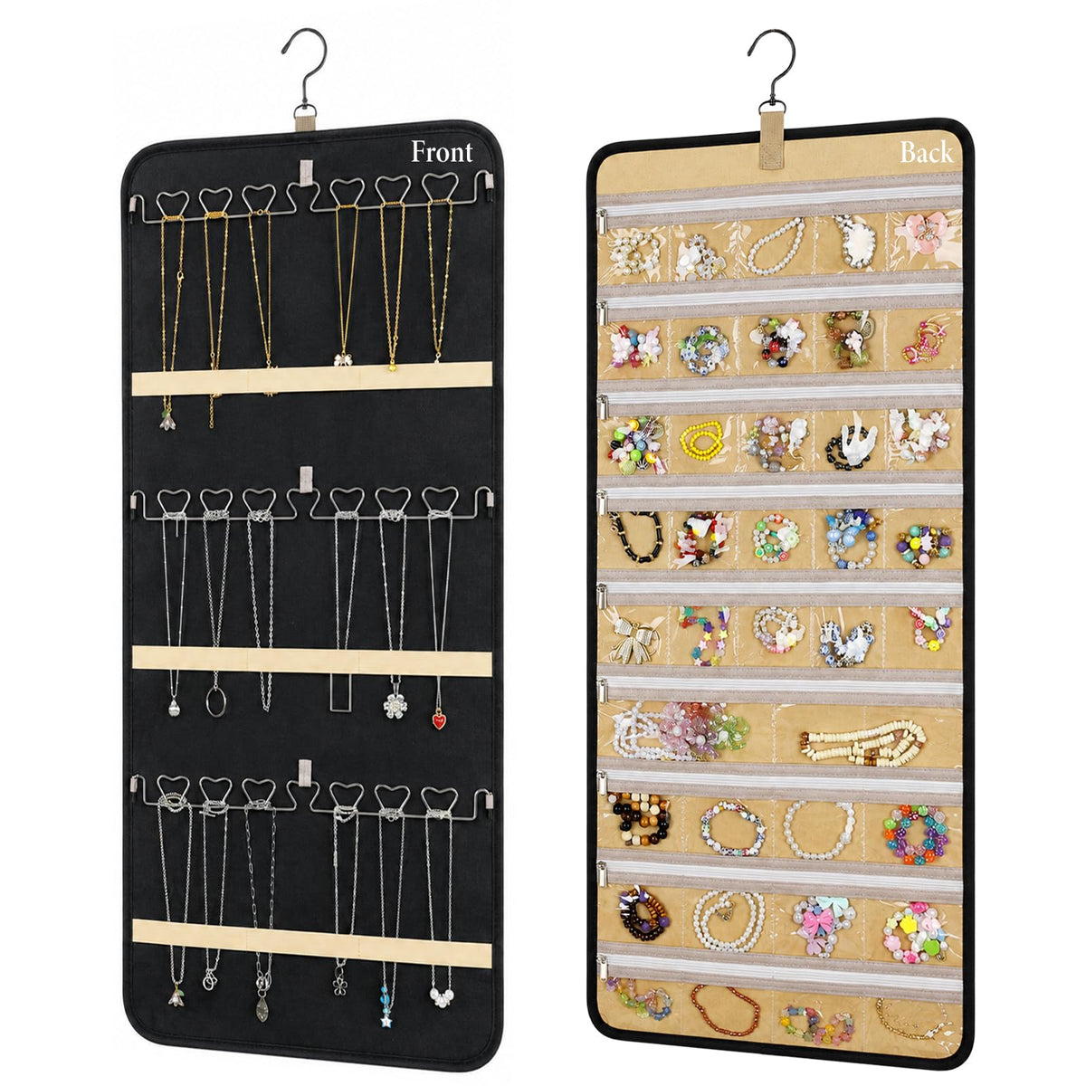 2 Pack Hanging Jewelry Organizer Storage with Zipper - Image 1