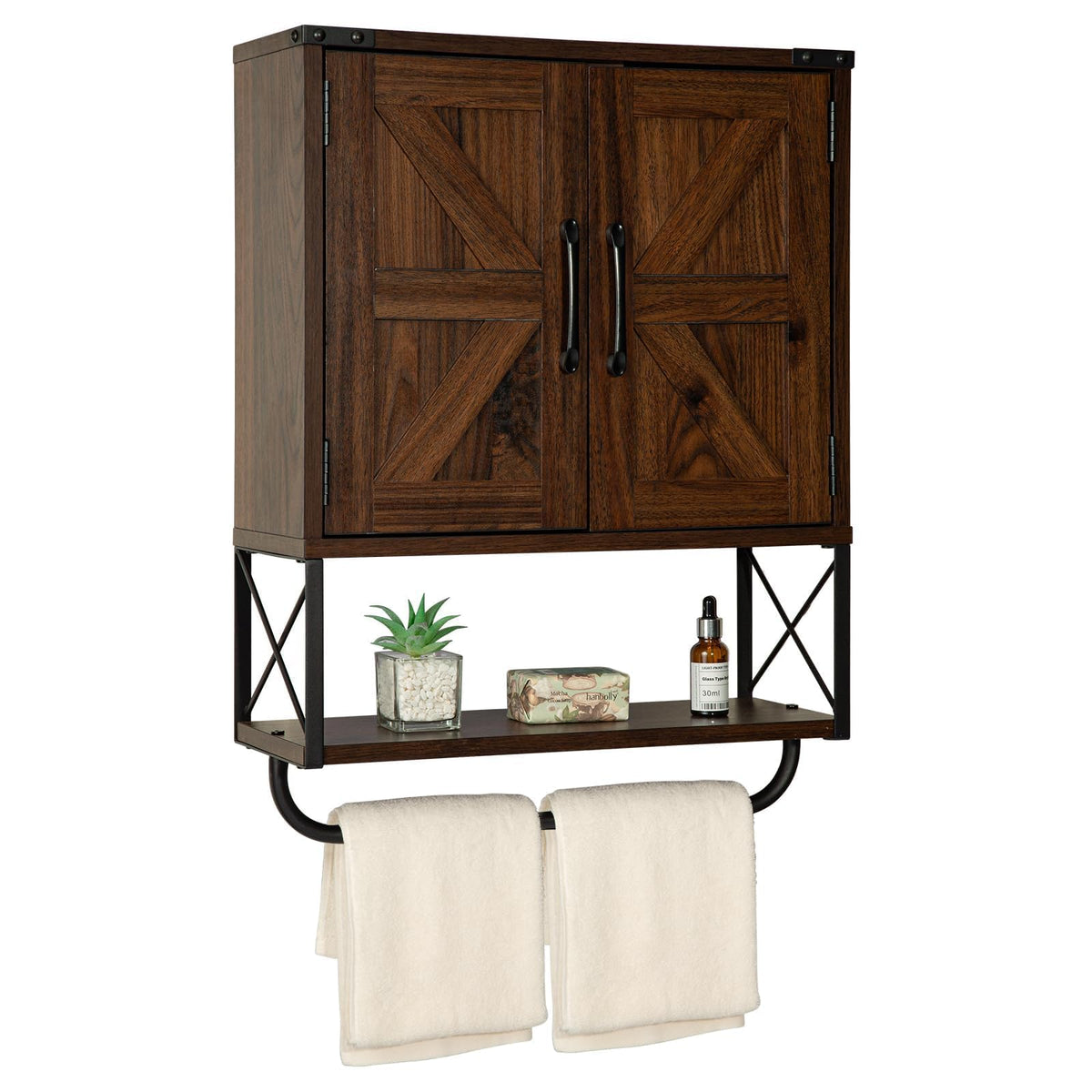 RUSTOWN Farmhouse Medicine Cabinet with 2 Barn Door & - Image 1