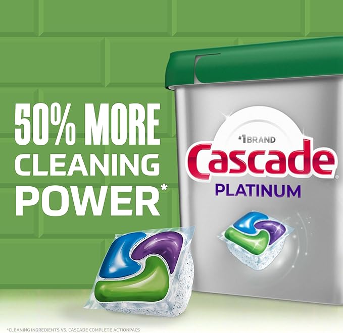 Cascade Platinum Dishwasher Pods, Dishwasher Detergent, Dish Detergent Soap, Lemon, 40 Count