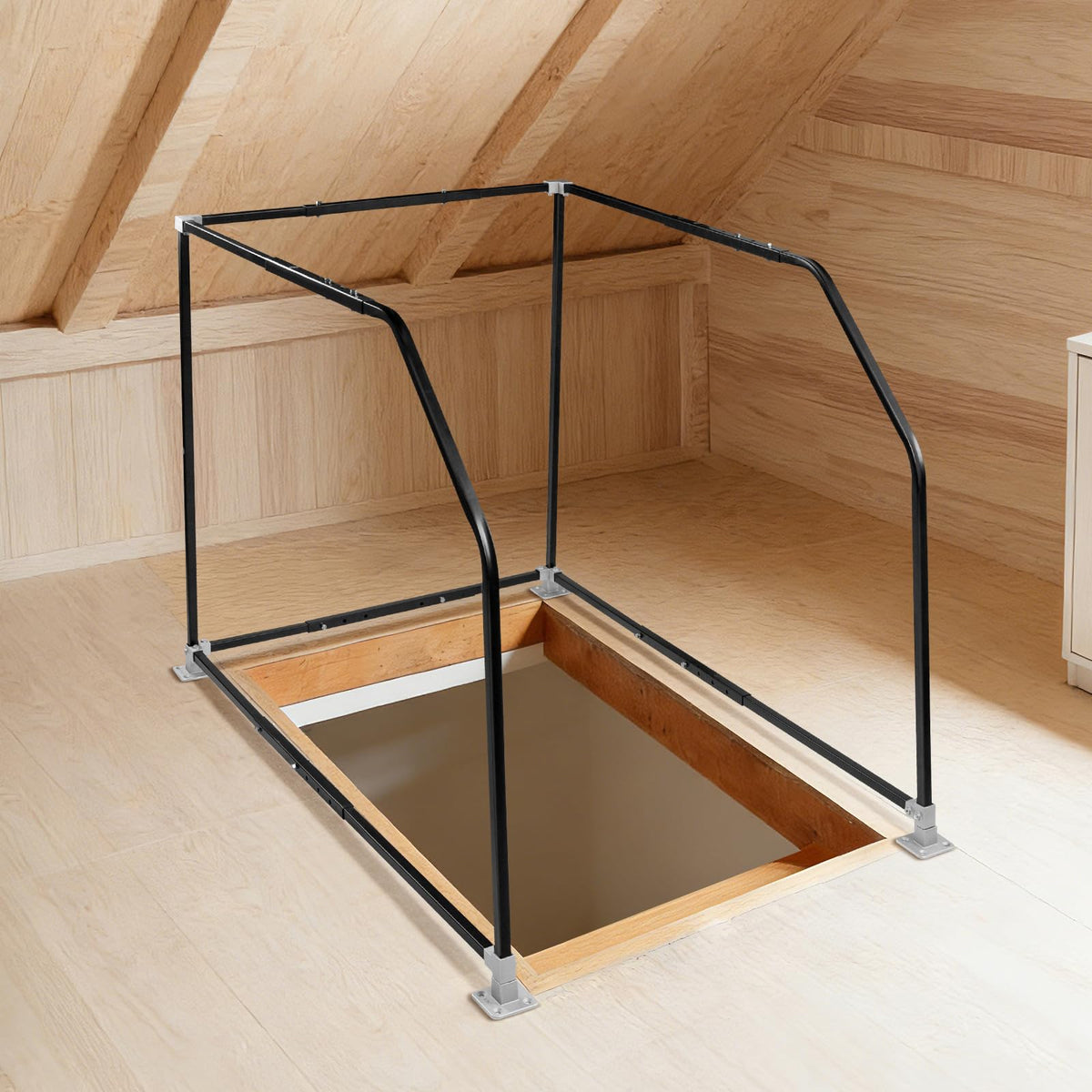 Lift Attic Ladder Safety Railing, Upgraded Adjustable Loft - Image 1